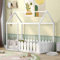 Bodenbett Kinder, Hausbett für Kinder Bettgestell Weiß Massivholz Kinderbett Holzhaus Bett Bodenbett Bettgestell Bett Schlafzimmer Bett 80X160