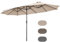 RELAX4LIFE Sombrilla Doble 470x280 cm, Sombrilla Terraza Exterior Grande con 12 Costillas, Manivela, Protección UV para Jardín, Terraza, Mercado, Plaza de Fiesta, Sin Base (Beige)