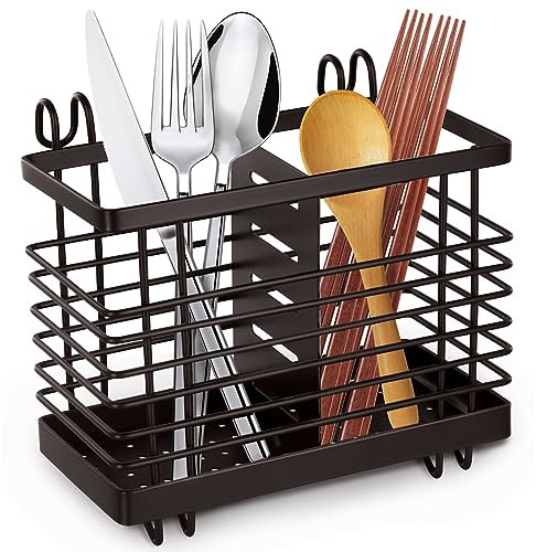 Cliplanyard Cutlery drainer, Stainless Steel Cutlery Storage Rack, Anti-Rust Sink Tidy Cutlery Drainer, Kitchen Utensil Holder for Knife Fork Chopsticks Storage Space saving Utensil Rack (L-03)