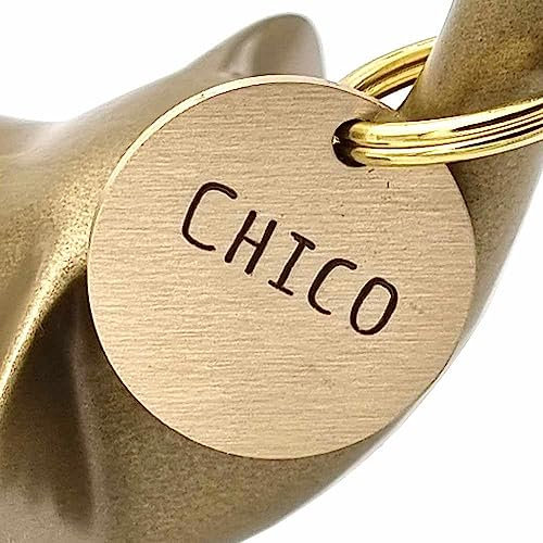 Runde Hundemarke individuell graviert Messing gebürstet / 2.5 cm