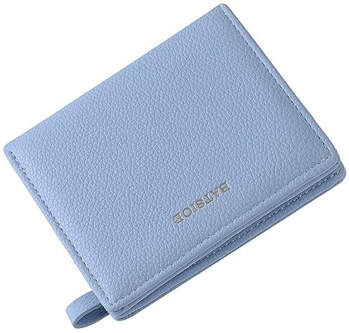 RRANCharltu Geldbörse Damen klein Leder Kleines Portemonnaie Mini Kurzer Damen Geldbeutel mit Zipper Münzfach Brieftasche (Blau)