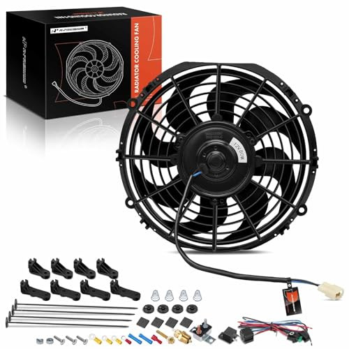 A-Premium 10'' 10 inch Electric Radiator Fan High 3000+ CFM, 12V 80W with Thermostat Wiring Switch Relay Kit
