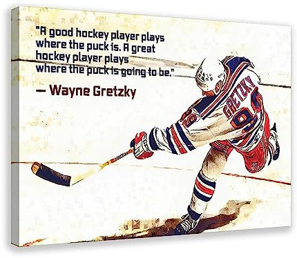 THEGIS Eishockey Wayne Gretzky 1 Leinwand-Poster, Wandkunst, Dekor, Bild, Gemälde für Wohnzimmer, Schlafzimmer, Dekoration, Rahmen-Stil, 60 x 90 cm