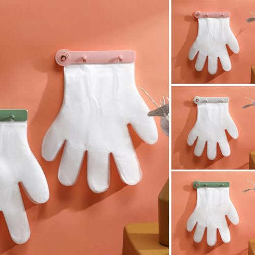 LUCKKY Disposable Glove Holder Organizer Wall Mounted, Glove Clip with 100pcs Disposable Gloves, Food Prep Gloves, Wall Mounted Disposable Glove Dispenser for Kitchen, Home -Clip Random colour