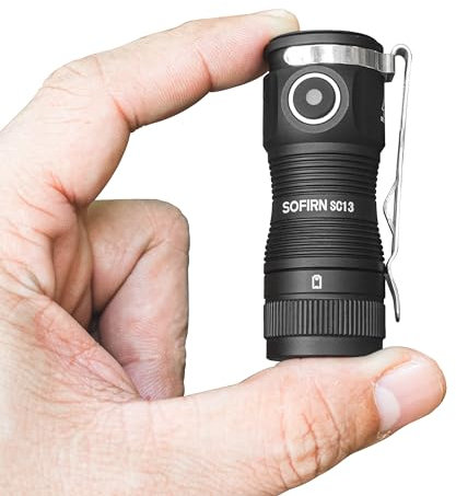 sofirn LED Small Flashlight USB C Rechargeable, SC13 Bright 1300 Lumens EDC Keychain Flashlights with IPX8 Waterproof, Portable Key Ring Mini Flash Light for Everyday Carry Camping Hiking