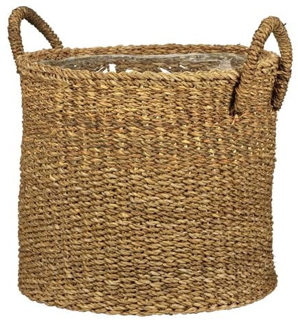 Scheurich Seegras 27, Korbgefäß/Korb-Pflanzgefäß/Korbtopf mit Griffen aus Seegras Farbe: Nut, 28 cm Durchmesser, 24 cm hoch, 13,1 l Vol.