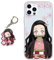 Handyhülle für Apple iPhone 12/iPhone 12 pro Hülle 6.1 Zoll, Anime Kamado Nezuko Mit Schlüsselbund Muster Design Manga Case Cartoons Schutzhülle TPU Silikon Funny