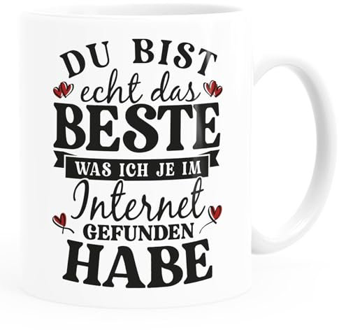 Moonworks® Kaffee-Tasse Spruch Liebe lustig Das Beste was ich im Internet gefunden habe Geschenk Valentinstag Mann Frau weiß standard