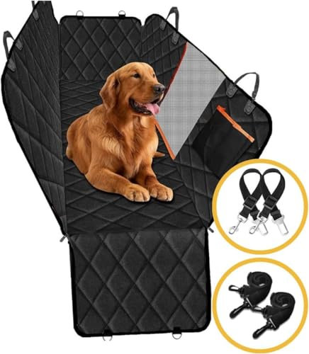 Die Bellende Katze Hundedecke Auto Rückbank und Kofferraum - Hundedecke wasserdicht und Kratzfest - Universal hundesitz Auto - Autoschöndecke Hund Rücksitz - Schwarz Orange