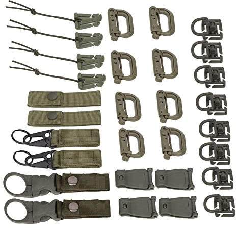 NOENNULL 30 Stück Molle-Befestigungen, D-Schnalle, Nylon, Band, Rucksack, Zubehör für Picknick, Camping, Reise