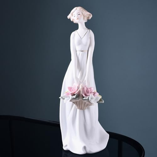 HSTWODE-Porzellanfigur Dame Statue Porzellan Dame Skulptur Tisch Ornament Kuchen Topper für zu Hause Raumdekoration Porzellanfigur Keramik Porzellanfiguren (1)