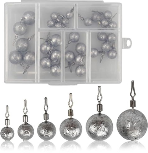 Doafoce Angelblei 30 Stück Bleigewichte mit Box Grundblei Angeln Dropshot Blei Angelzubehör Blei Schrotblei Angeln für Seefischerei, Salzwasser Süßwasser(3.5g/5g/7g/10g/14g/20g)