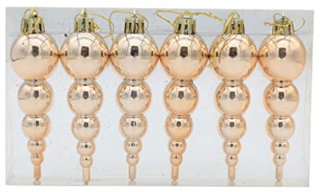 Christbaumkugeln, bruchsicher, bemalt, glitzernd, Weihnachtsbaumschmuck, Tropfen- und Endstücke, 5 Stück