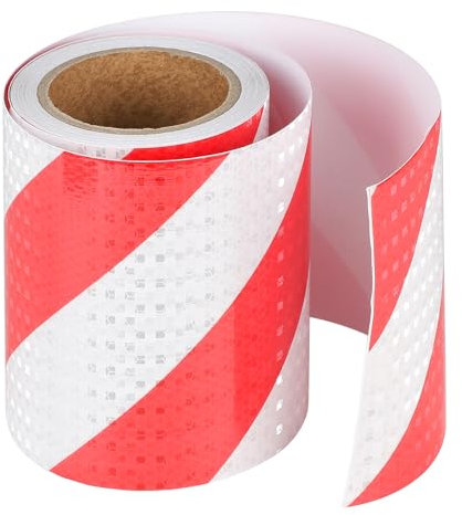 SUPAWAY Nastro riflettente autoadesivo Nastro per avviso sicurezza Warning strisce rosso e bianco adesivo nastro per segnalazione cartelli strada cancelli camion mezzi veicoli riflette luce,15cm x 10m
