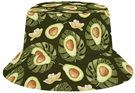 Anglerhut Hut Avocado 14 Bucket Hat Reversible Strandhut Weich Freizeithut Für Jugendliche, Damen, Herren
