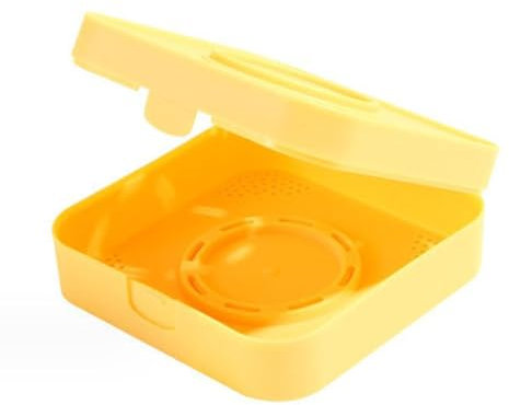 Makeup Puff Holder, 3.1 x 3.1 x 1 in Square Powder Puff Cases Beauty Blender Cover Storage Container Makeup Sponge Box for Home Travel (Yellow)