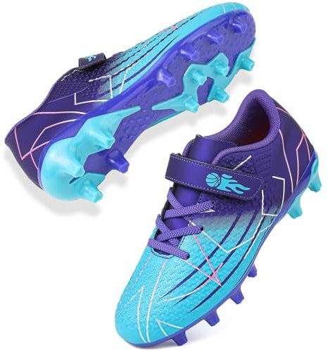 Mufanton Scarpe da Calcio per Bambino e Ragazzi Sportivo attività all'aperto Professionale competizioni Scarpe da Allenamento Teenager Scarpe da Calcetto Sportivo Spike,Blu Viola,EU32
