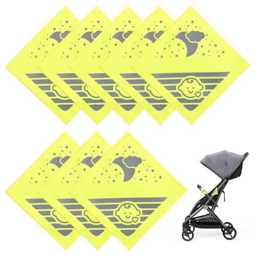 Sporgo 8 Stück Reflektoren für Kinderwagen: 12 x 12 cm Universal Sicherheits Reflektoren Kompatibel Allen Kinderwagen, Reflektoren Aufkleber Kinder mit Klettverschluss für Rucksäcke Fahrräder Buggy