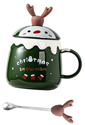 PRETYZOOM 2 Sätze Weihnachtsbecher aus Keramik cute mugs kaffeekanne dekoring weihnachten Weihnachtsgeschenke Tassen mit Deckel Mehrzweck-Aufbewahrungsbecher praktischer Milchbecher Green