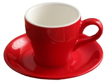 Taza de café de cerámica de estilo europeo de 180 ml, café con leche minimalista, capuchino, taza de café con leche de 180 ml y juego de platos rojos