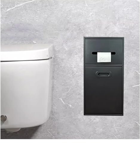 Duschnische, Wandnische, Edelstahl-Duschnische, Badezimmer-Nische, Toilettenpapier-Aufbewahrungsregal (schwarz, 50 x 20 x 14 cm)