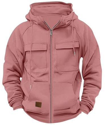 Hoodie Homme Zippé,Sweat À Capuche Veste Capuche Homme Chaud SWEA pour Homme Sweat À Capuche Veste De Sport D'Extérieur Sweat À Capuche Chaud (Rose,3XL)