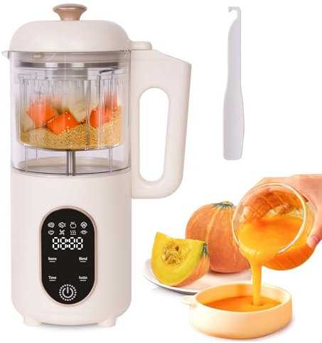 Hoapin Robot de Cocina Infantil 4 en 1, Batidora Multifunción para Bebé, Vaporera Cocinar Vapor, Cocina y Trocea Automáticamente, Control Inteligente, Calentador de Comida para Bebés