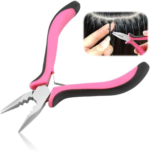 Haarverlängerung Zange 3 Loch Haar Zange für Nanoringe und Microringe, Rosa, Ideal für das Anwenden und Entfernen von Echthaar Extensions, für Friseure und Diy-Haarverlängerungen Oxidationsbeständig