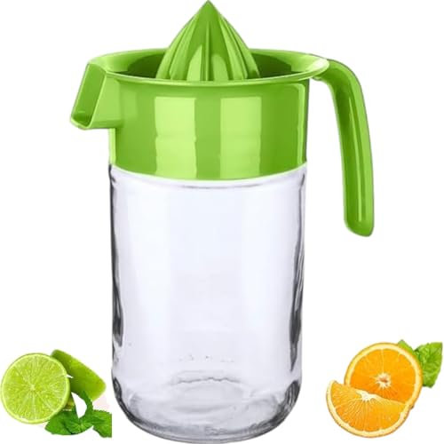 Pro Home Manual Juicer Lemon Squeezers 660ml Orange Citrus Lemon Lime Fruit Press Squeezer With Glass Jug Hand Press Juice Squeezer (Green, 660ml)