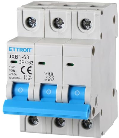 380V 63A C63 INTERRUTTORE MAGNETOTERMICO 415V AC, TRIFASE, OCCUPA 3 MODULI GUIDA DIN, 3P 3 POLI, 4,5KA 4500 AMPERE, INTERRUTTORE DI CIRCUITO