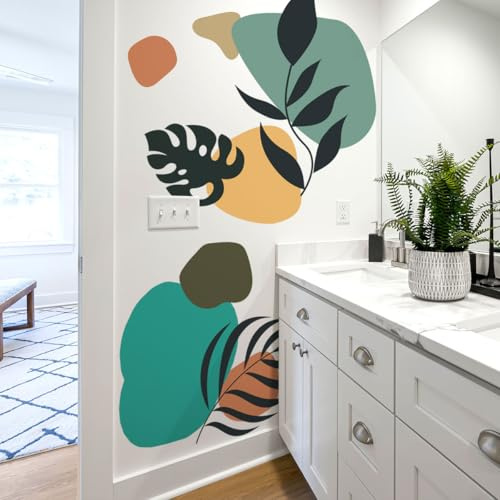 Runtoo Boho-Blätter Wandaufkleber, Retro, abstrakte Pflanze, Wandkunst, Aufkleber, Wohnzimmer, Schlafzimmer, Kinderzimmer, Heimdekoration