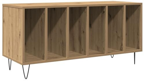 vidaXL Modern Record Cabinet - Brown Wood Media Storage with Shelves - Living Room/Study Furniture