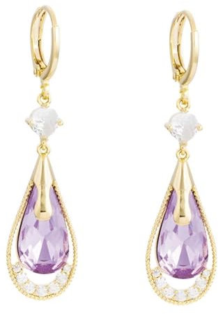 TPZORJX 1 Paire de Boucles d'Oreilles Pendantes en Diamant Violet, Bohème, Strass, Hypoallergéniques, Parfaites pour les Occasions Spéciales