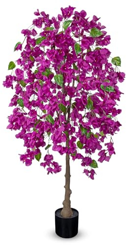 Arborus 150cm Kunstbaum mit Blüten Künstliche Pflanzen im Topf Dekobaum | Kunstpflanze mit Blüten Bougainvillea Baum Künstlich Kunstblumen für Balkon Eingang Flur Home Frühling Sommer Winter Deko