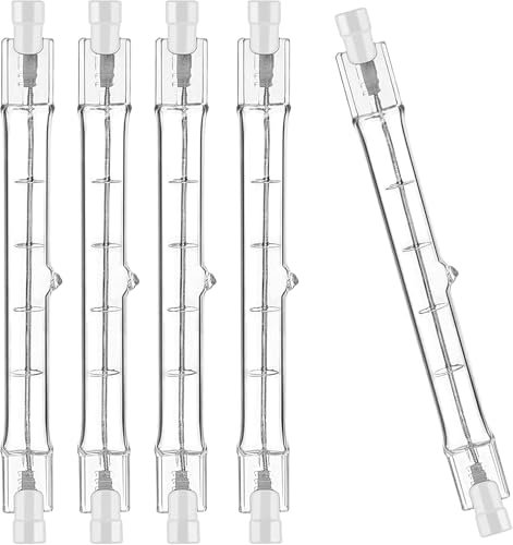 Nevoluxer Halogenstab 118mm, Halogen Leuchtmittel R7S 300W 230V, 5er Pack Dimmbar Halogenbirne für Baustrahler, Landschaftsbeleuchtung & Wohnzimmerleuchten