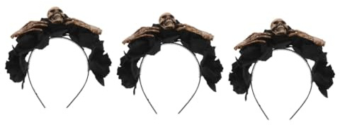 Healeved 3 Stück Halloween Haarreif mit Skelett und Blumen Extravaganter Kopfschmuck für Damen für Halloween Partys und Kostüme Langlebig und Sicher Perfektes Accessoire für Unvergessliche