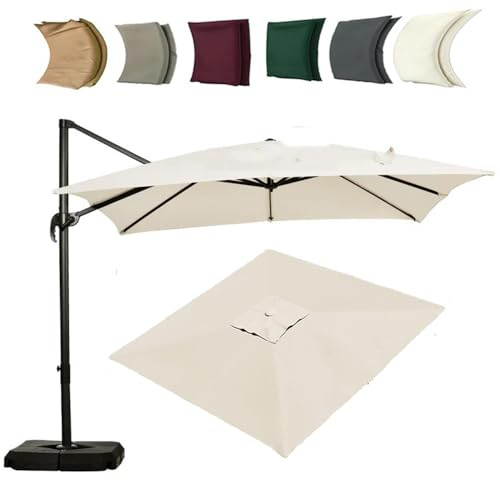 ZYXQQJ 4x3M Rectangulaire Auvent De Rechange pour Parasol Déporté 8 Baleines Toile De Rechange pour Parasol De Jardin Extérieur(Beige,4x3m/13x9.8ft)