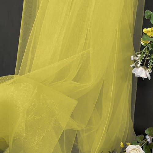 YNNHUDEEP Tüllstoff Gelb Organza Stoffe, 3 m x 160 cm, Tüll Meterware | für DIY Tisch Party Torbogen Hochzeit Decoration Tüllrock Schleier