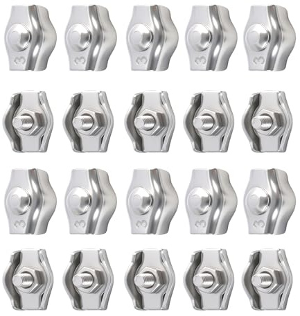 20PCS Serre Câbles M3 en Acier Inoxydable 304, Pince Câble Métallique pour Câble Acier 3 mm, Tendeur de Corde à Linge, Fixation Pratique pour Applications Diverses
