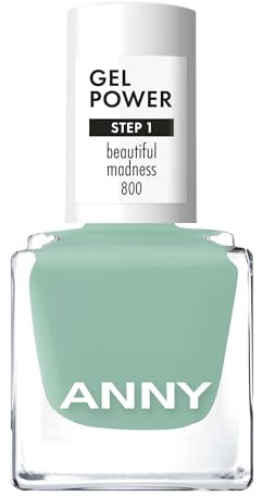 ANNY Gel Power Nail Polish, Gel-Farb-Nagellack, Sanftes Mintgrün | Brillanter Glanz, Bis zu 12 Tage Halt, Splitter- & kratzresistent, Ohne UV-Lampe, Beautiful madness, 8ml