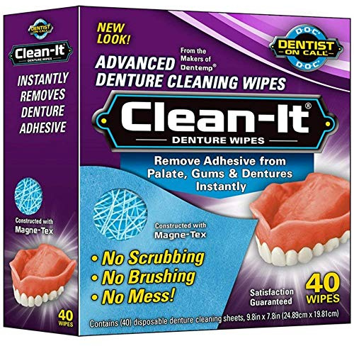 D.O.C. Denture Wipes Instantly Removes Denture Adhesive. No Scrubbing, No Brushing, No Mess, 40 Count Boxes