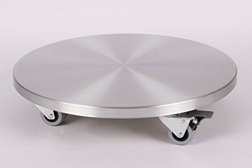 Möbelroller/Pflanzenroller (Profi) Ø 46 cm, ALU, 300kg, Doppelrollen + Bremse, Marke: Szagato, Made in Germany (Design-Pflanzenroller Transportroller Rollbrett)