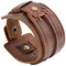 JewelryWe Schmuck Herren Damen Armband, Breit Leder Armreif, Echtleder, Druckknopf, Braun