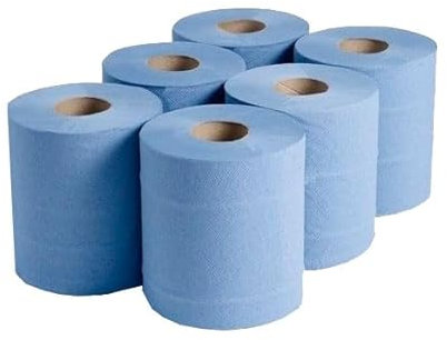 Clim Profesional 6 Rollos de Celulosa Azul Ecológica 2 Capas 150mts Secado de Manos Pack 6 Ud Ideal para Cocinas Profesionales e Industria Alimentaria. Tamaño G, Color Azul Celulosa