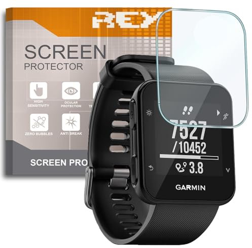 REY Protector de Pantalla para Garmin Forerunner 35 - Forerunner 30, Cristal Vidrio Templado Premium