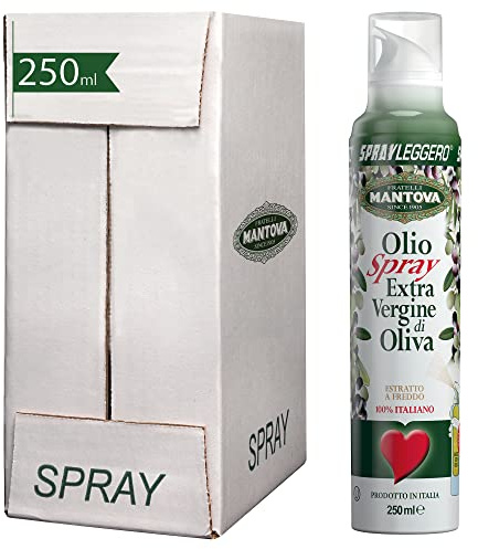 Olio Extra Vergine di Oliva 6x250 ml - Olio Spray 100% italiano, estratto a freddo – Sprayleggero – 100% Naturale, Leggero, Facile - Con lo spray risparmi fino al 90% di prodotto