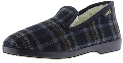 victoria Pantoffeln Wamba Confortable Karomuster & Schaffell-Interieur & Passende Sohle 202001 für Herren Marino 44