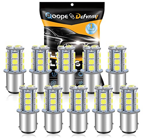 Defvnsy -Pack de 10-Ampoules LED 1157 BAY15D 2057 2357 Blanc 6000K 5050 18SMD Lumières à baïonnette à Double Contact pour éclairage de remorque de camping-car intérieur Lumières de bateau 12V