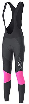 FDX Thermodream - Salopette da Ciclismo da Donna, Termiche Imbottite Nero/Rosa. M