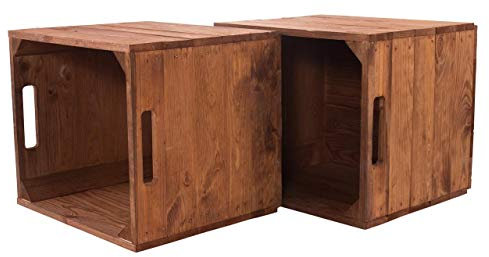 2X Vintage-Möbel 24 Holzkiste Used für Kallax Regale 33cm x 37,5cm x 32,5cm Regalkiste rustikal IKEA Einsatzkiste Weinkisten als Küchenregal Wandregal Badregal Obstkisten gebraucht alt